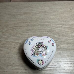 Porcelain Heart Shaped Jewelry Trinket Dish
